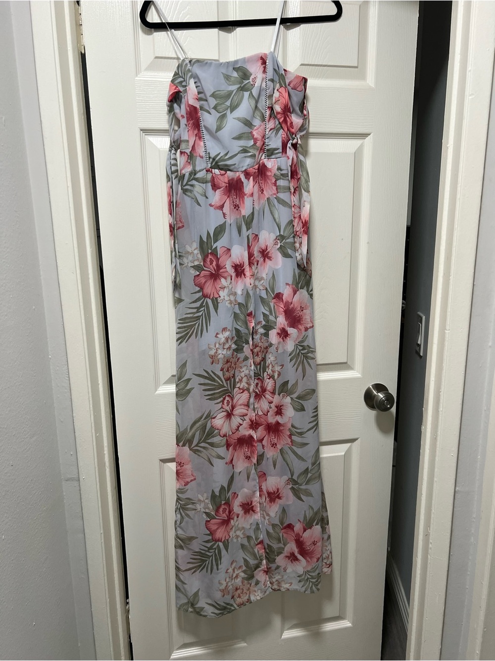 Windsor Light Gray Lined Dress with Pink Trim